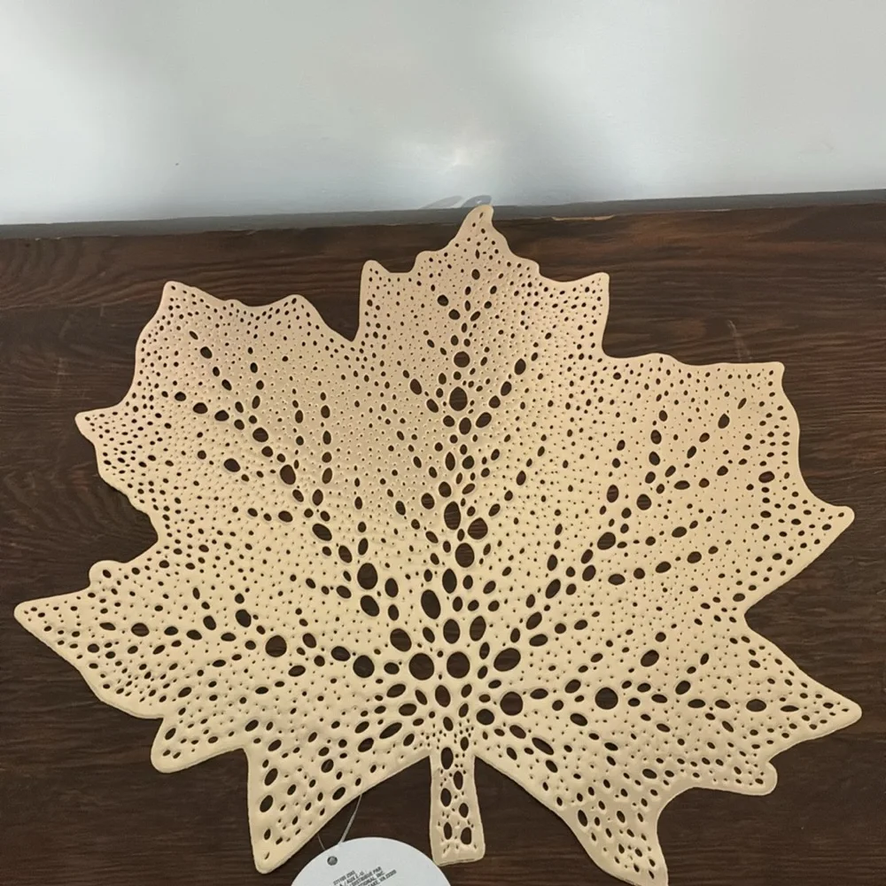 NWT- Set of 4- Metallic Gold- Fall Maple Leaf Shaped Cutout Placemats